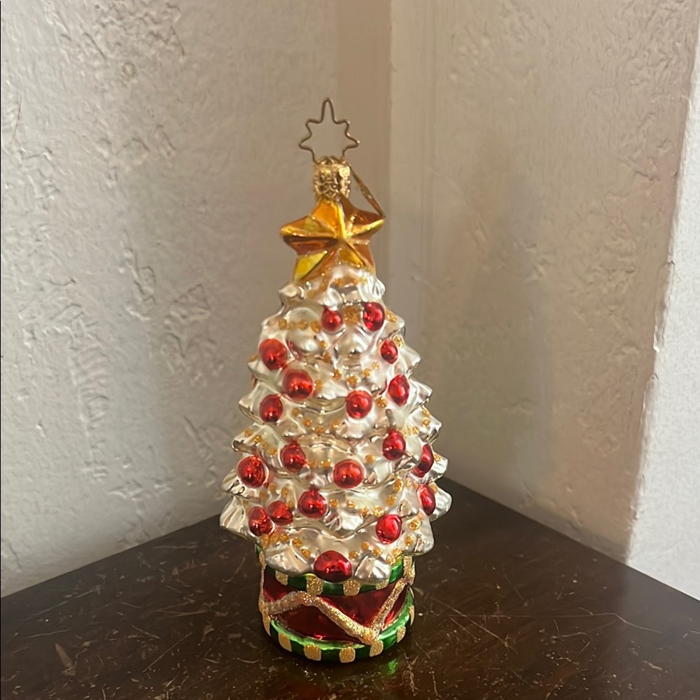 Vintage Gold and Red Holiday Tree Ornament